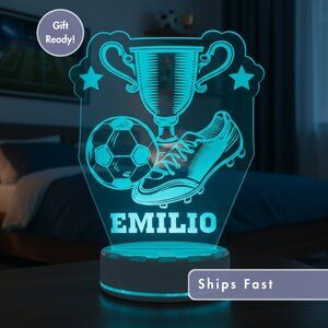 Custom Soccer Night Light – LED Lamp for Boys & Soccer Fans